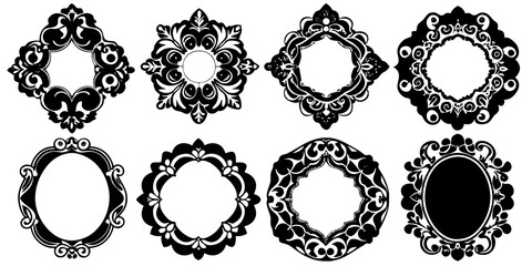 Obraz premium A collection of decorative ornate frame shapes There are seven distinct frames each with its unique design silhouette