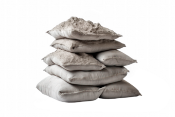 full heap of cement bags on transparent background, png file