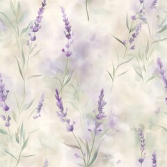 Naklejka premium Elegant Lavender Watercolor Floral Pattern Background for Spring and Summer Designs