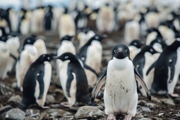 Obraz premium Adelie penguin colony in Antarctica