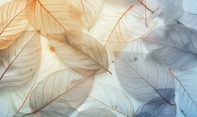 Transparent colored leaves macro background