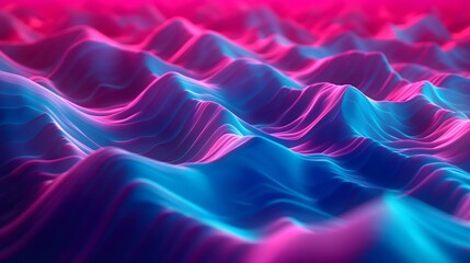 Obraz premium 3. Craft a hypnotic pattern of neon waves in shades of turquoise and magenta, flowing seamlessly to create an immersive 3D environment.