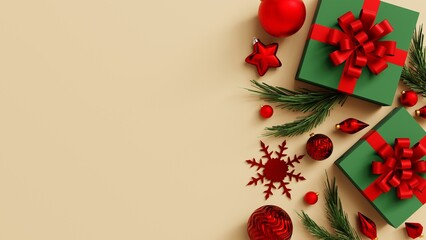 Christmas celebration background 3d render illustration. Christmas holiday design