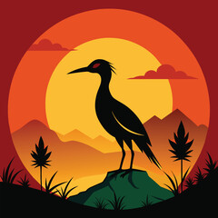 silhouette image of bird under sunset