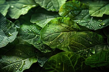 The intricate patterns and textures of bitter gourd tea leaves, illuminated by natural light.