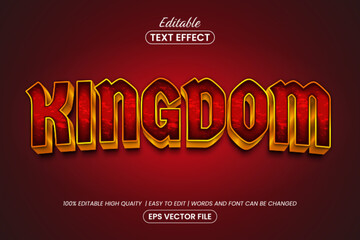 Red kingdom 3d text style, editable text effect design template