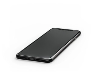 Black mobile smartphone mockup with blank screen isolated on white background with clipping path, Can use mock-up for your application or website design project.