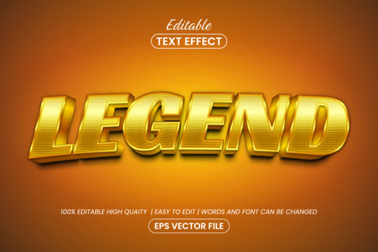 Gold legend 3d text style, editable text effect design template
