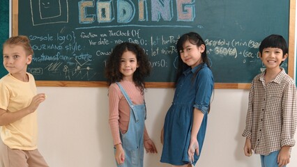 Student learning board about coding engineering code and programing system to generated AI prompt...