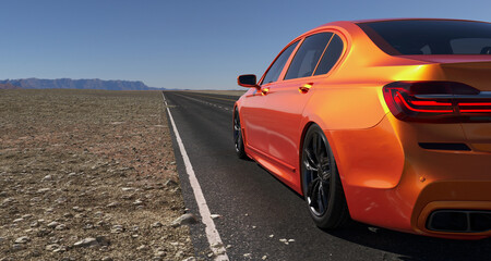 Fototapeta premium Luxury car parked on a mountain.