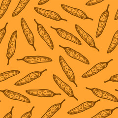 vintage Chili pattern for packaging design. chili peppers pattern background. vintage chili pepper seamless pattern background. doodle Spicy Pepper pattern. 