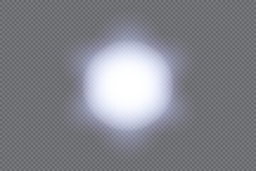Several diode beams of cold white light overlaid on the wall. Front view of the light of an electric lamp or a flashlight. Shadow vector illustration © Kusandra