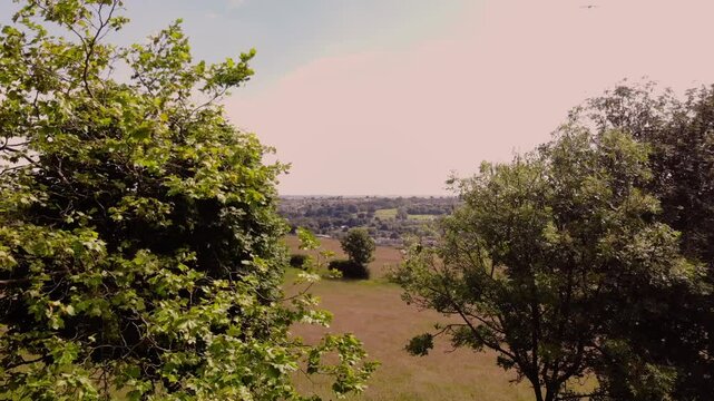 Batley town in Yorkshire England wide aerial drone shot 