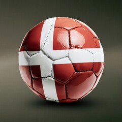 denmark flag paint lon football ball on isolated background , generated by AI. High quality photo