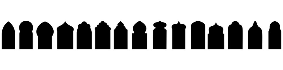Arabian window icon vector set. Window illustration sign collection. Arabic style symbol or logo.