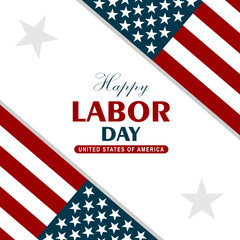 Happy Labor Day Vector greeting card or invitation card. Illustration of an American national holiday with a US flag.