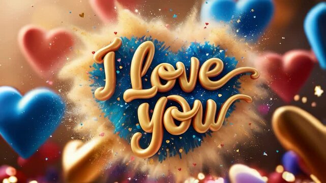 Vibrant Love Message with Colorful Hearts