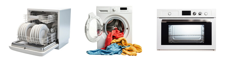 diverse household appliance equipment set