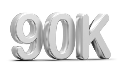 90k Followers Silver Number 3D Render