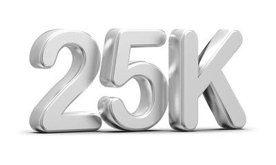 25k Followers Silver Number 3D Render