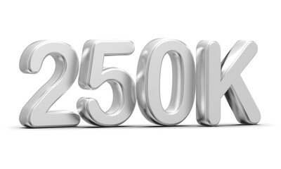 250k Followers Silver Number 3D Render