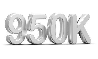 950k Followers Silver Number 3D Render