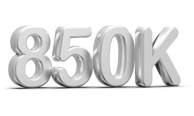 850k Followers Silver Number 3D Render