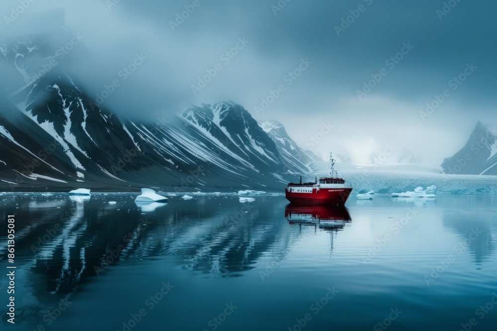 Wall mural Expedition Ship exploring Svalbard, Norway