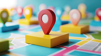 Detailed city map with a red location pin highlighting a specific destination or landmark