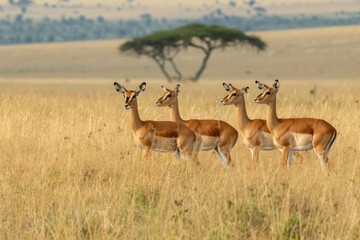 Fototapeta premium Female impalas in Masai Mara savanna, Kenya