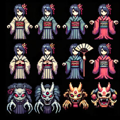 A sprite sheet for a Japanese RPG featuring Yajo icons