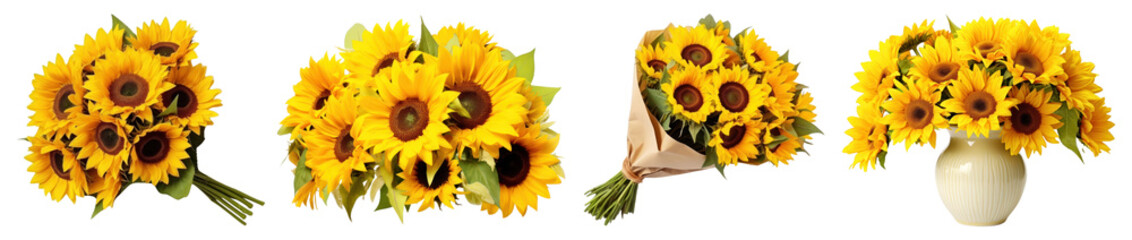 Obraz premium fresh yellow sunflower bouquet set