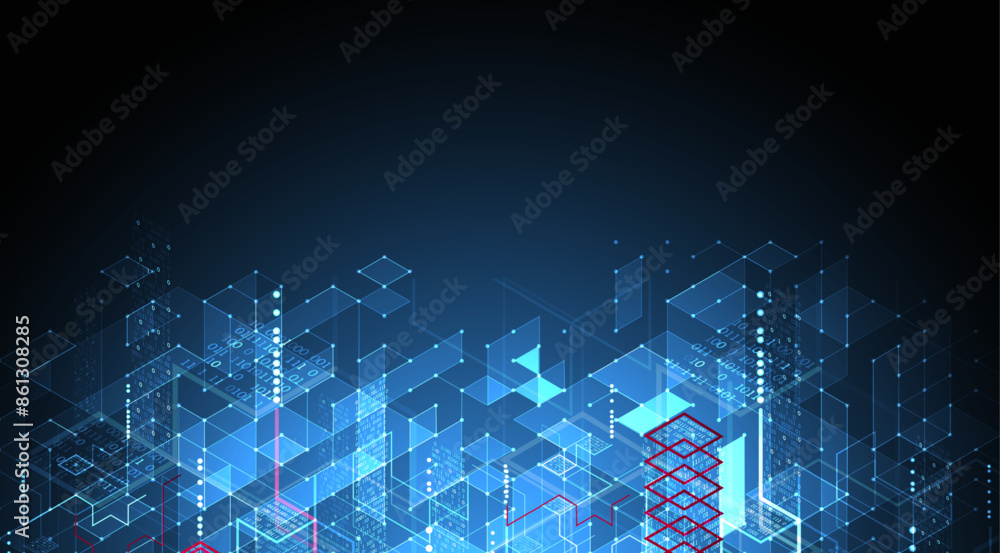 Poster Isometric big data processing concept, cloud database. Abstract technology background. Vector illustration