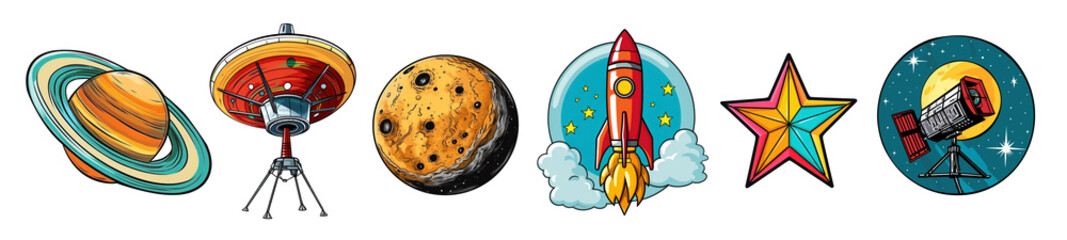 galaxy pop art stickers set