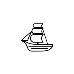 Simple pirate boat isolated icon.