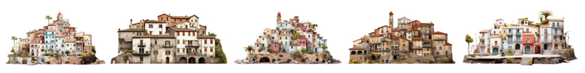 Obraz premium Italian coastal town architecture set