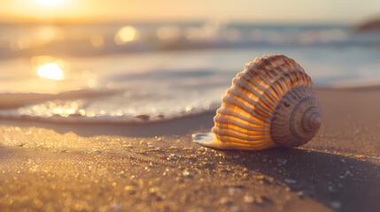 Close up of conch shell on the beach