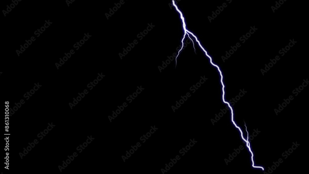 Poster abstract electric lightning spark loop effect animation. set of lightning strikes on the black scree