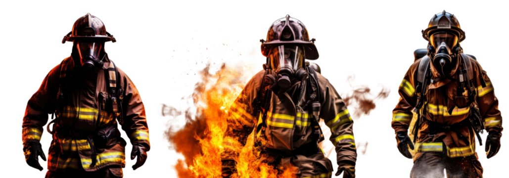 Firefighter in operation charactger set