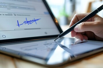 Seamless electronic signature process on tablets and smartphones in legal document management, showcasing efficiency and modernization in workflow.