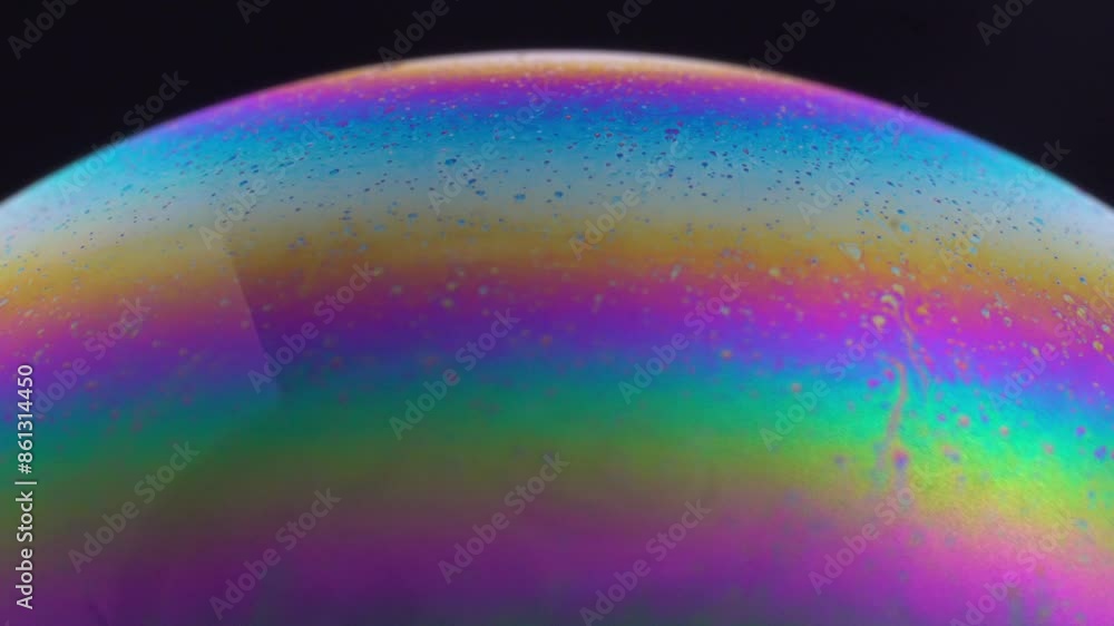 Poster abstract multicolor soap bubble texture, model of space or planets universe cosmic. macro. slow moti