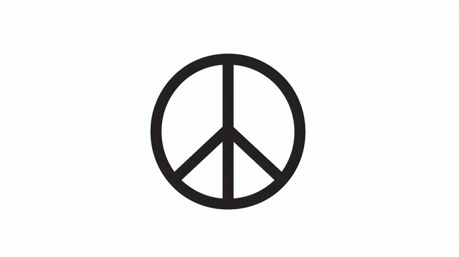 A simple black peace sign on a white background.