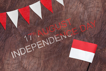 Indonesian flag ornament with message of 17th August Independence Day