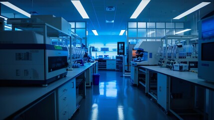 High-tech lab featuring advanced molecular imaging and automated analysis systems