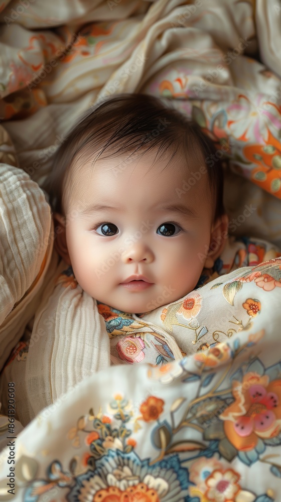 Wall mural a one-month-old Chinese baby, newborn 