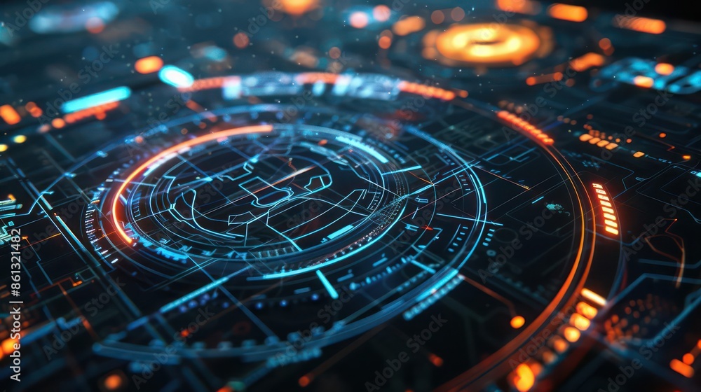 Poster a closeup of an advanced navigation device with holographic maps