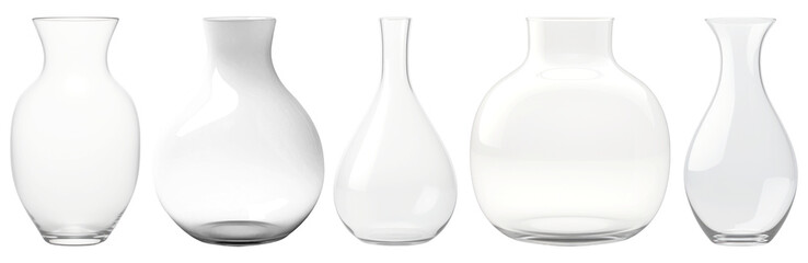 PNG clear glass flower vase  cut out element set
