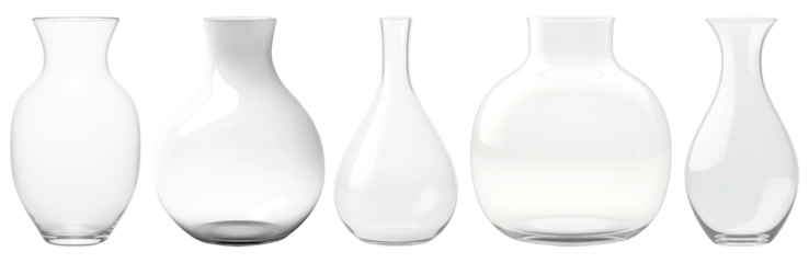 PNG clear glass flower vase  cut out element set