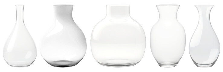 PNG clear glass flower vase  cut out element set