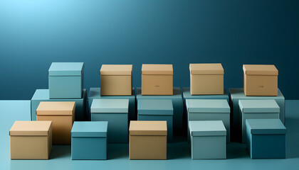 Fototapeta premium cardboard boxes. Heap of cardboard boxes for the delivery of goods, parcels. Warehouse filled with boxes. Packages delivery, parcels transportation system concept.